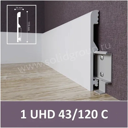 Плинтус полистирол 1UHD 43/120C (119*14*2400) Solid на клей и клипсу