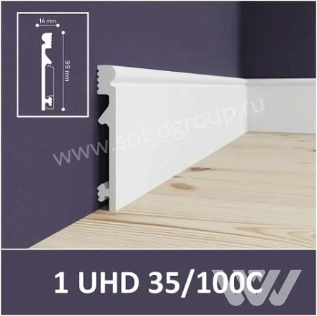 Плинтус полистирол 1UHD 35/100C (99*14*2400) Solid на клей и клипсу