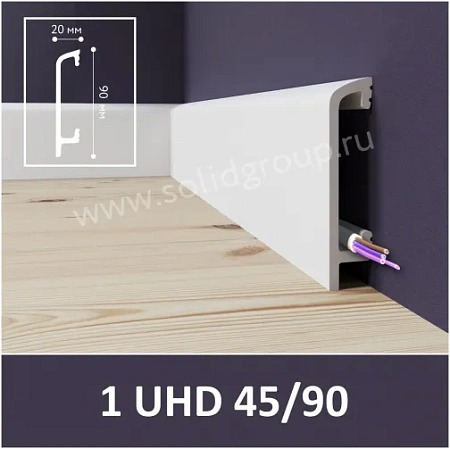 Плинтус полистирол 1UHD 45/90 (90*20*2400) Solid на клей