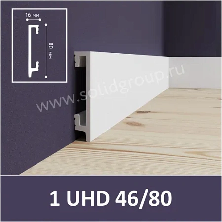 Плинтус полистирол 1UHD 46/80 (80*16*2400) Solid на клей