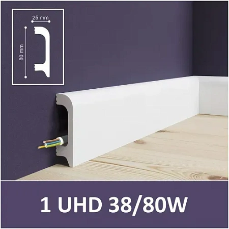Плинтус полистирол 1UHD 38/80W (80*25*2400) Solid на клей