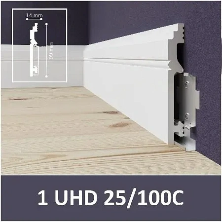 Плинтус полистирол 1UHD 25/100C (99*14*2400) Solid на клей и клипсу