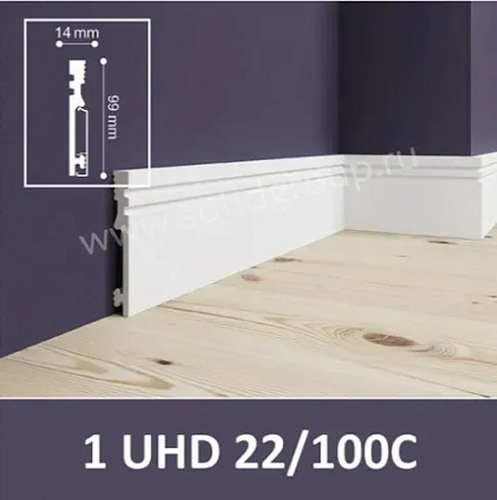 Плинтус полистирол 1UHD 22/100C (99*14*2400) Solid на клей