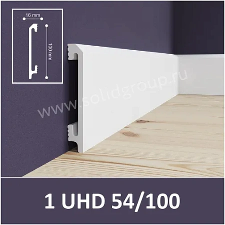 Плинтус полистирол 1UHD 54/100C (100*16*2400) Solid на клей и клипсу