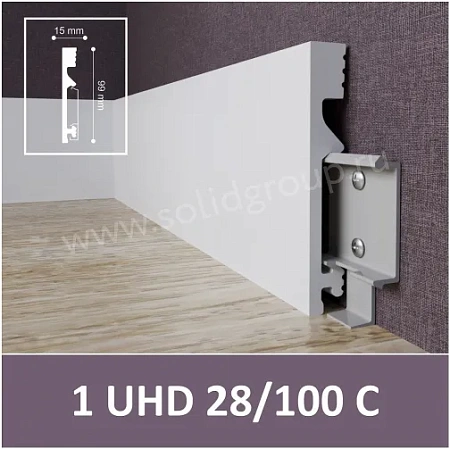Плинтус полистирол 1UHD 28/100C (99*15*2400) Solid на клей и клипсу